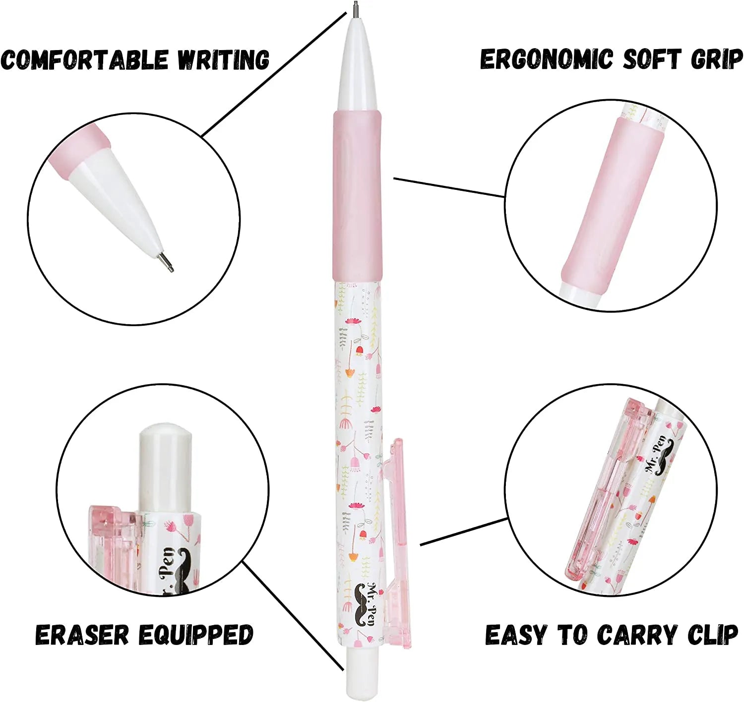 Cute Mechanical Pencil Set with 0.7mm Lead and Erasers (16 Pieces)