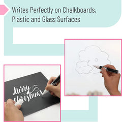 White Chalk Markers (8 Pack) with Reversible Tip - Erasable