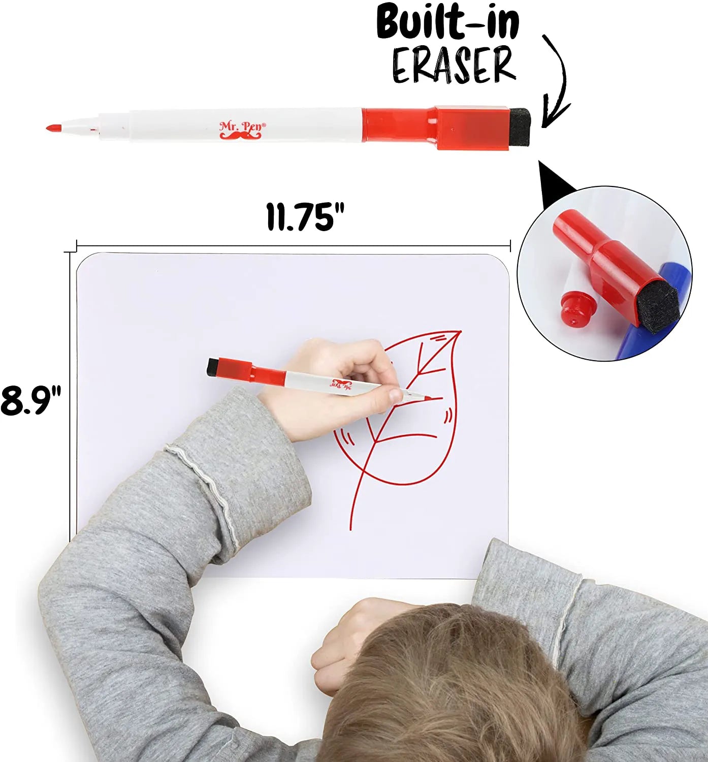 Kids Small Double-Sided Dry Erase Board with 3 Markers