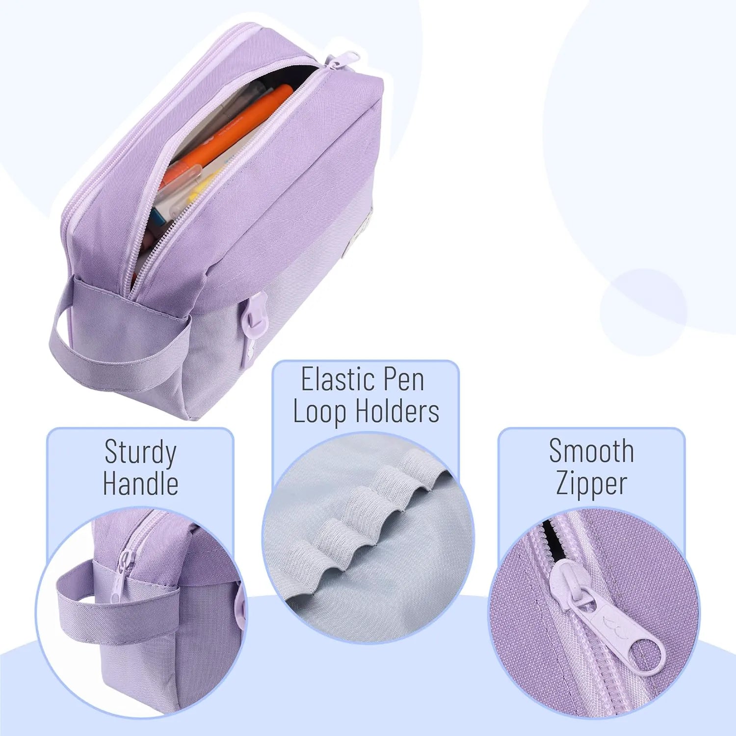 Large Capacity Pencil Case with 5 Color Options - Pencil Pouch, Pen Bag, School & College Supplies