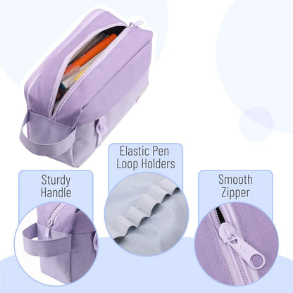 Large Capacity Pencil Case with 5 Color Options - Pencil Pouch, Pen Bag, School & College Supplies