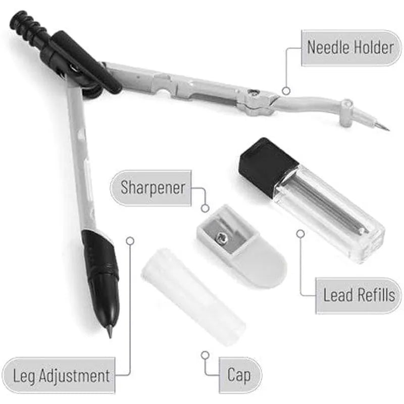 5-Inch Convertible Compass for Geometry and Drafting