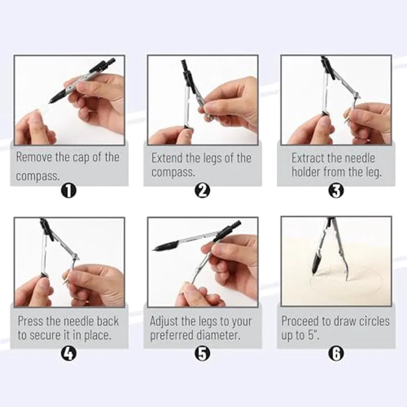 5-Inch Convertible Compass for Geometry and Drafting