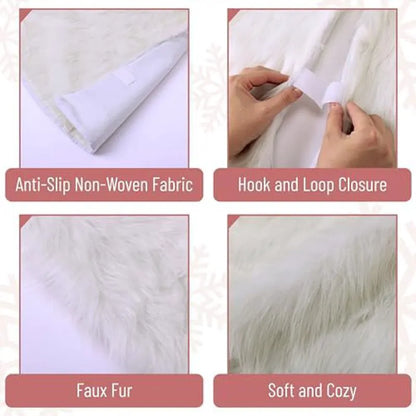 Mr. Pen Christmas Tree Skirt, 36 Inch, White Faux Fur