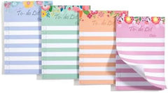 Floral Header To Do List Sticky Notes, 4x6 Inches, 4 Pads, 200 Sheets