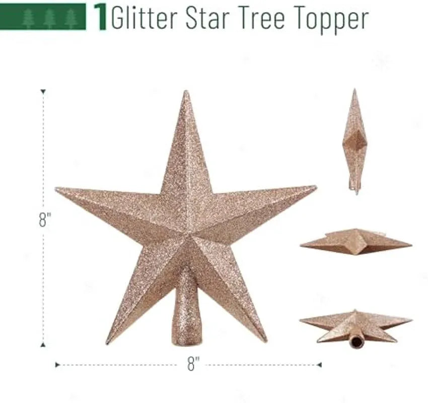 Mr. Pen Glitter Star Tree Topper, 8-Inch Champagne Star for Christmas Tree