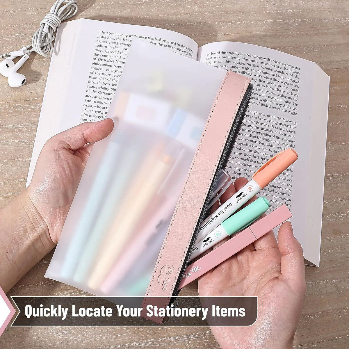 Clear Pencil Pouches (3-Pack) - Transparent TPU Zipper Bags for School, Travel & Makeup