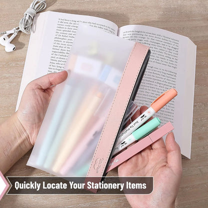 Clear Pencil Pouches (3-Pack) - Transparent TPU Zipper Bags for School, Travel & Makeup