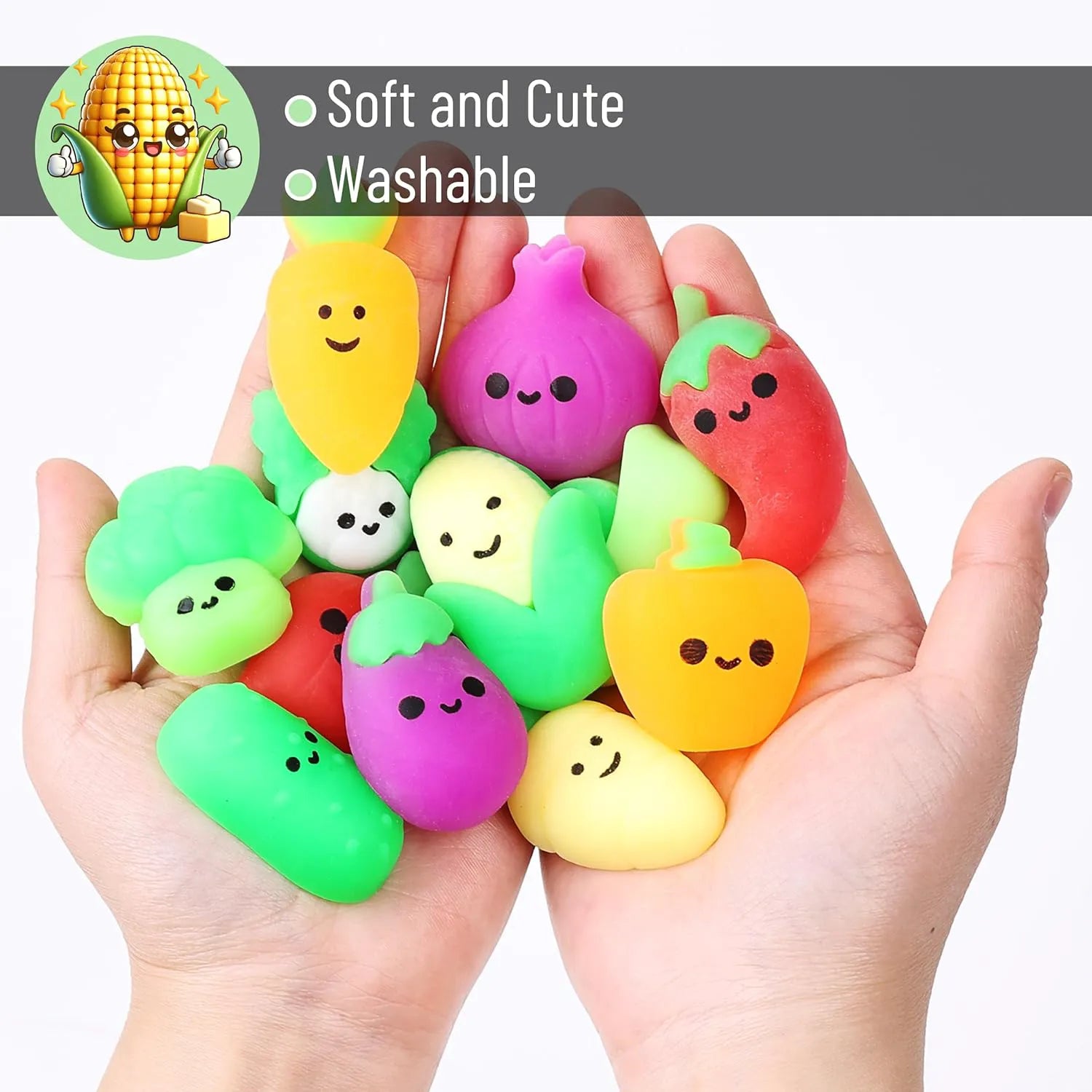 Vegetable Squishy Toys - 12 Pack of Soft Mini Squishies