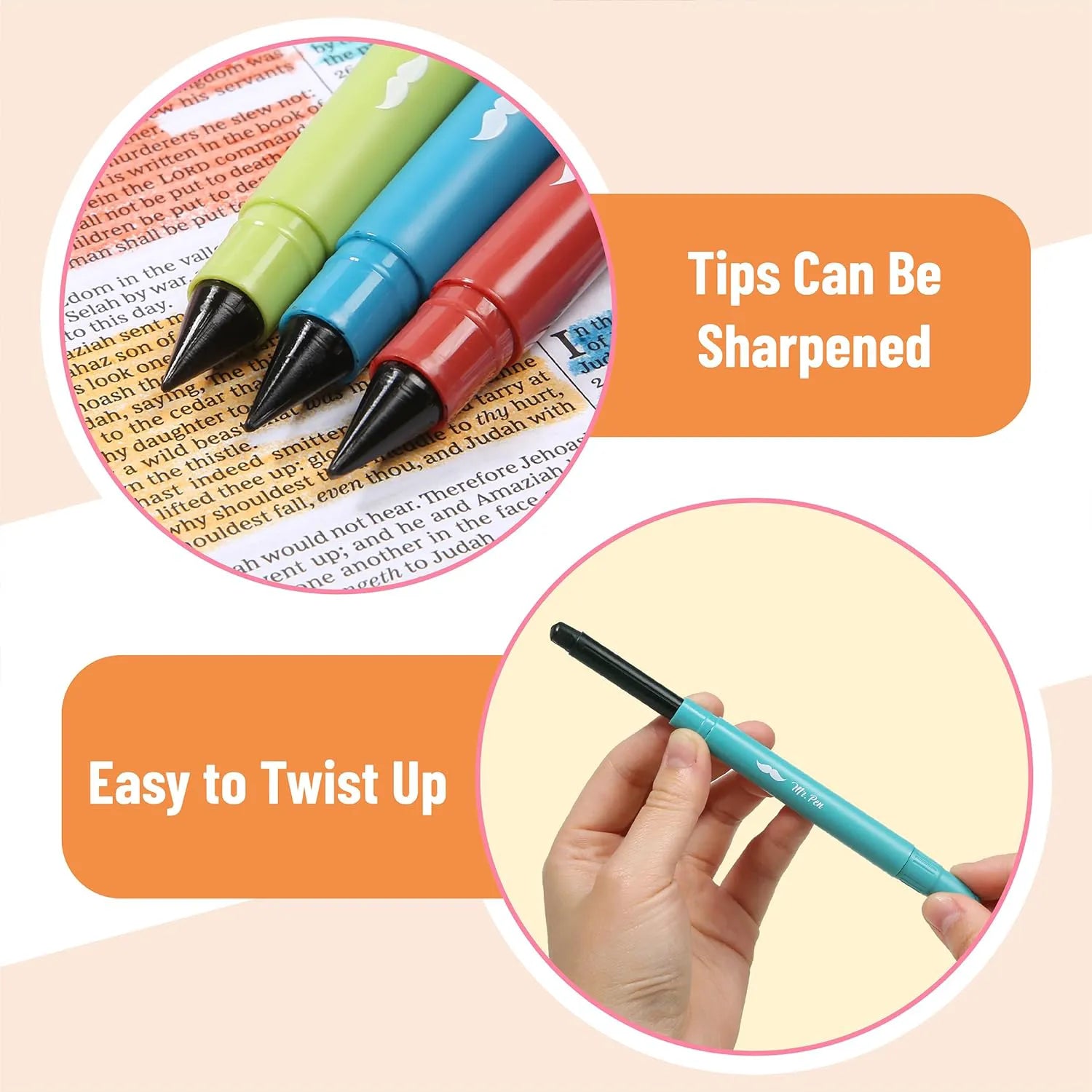 Bible Gel Highlighters, 16 Pack, Assorted Colors, No-Bleed, Twist-Up, Sharpenable Tips