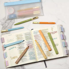 Aesthetic No-Bleed Highlighters & Pens, 12-Pack Pastel Set for Bible Study