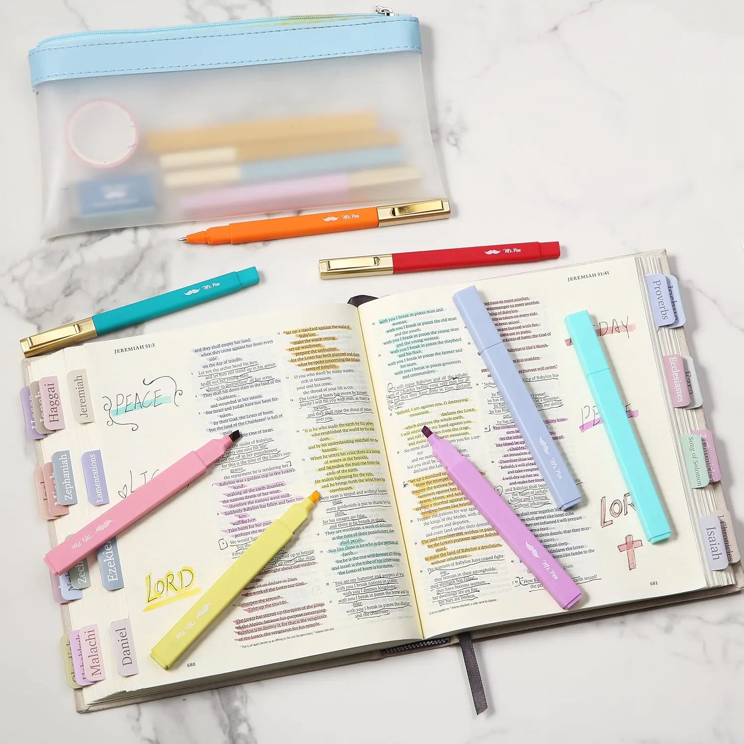 Aesthetic Highlighters & Ballpoint Pens, 12 Pack