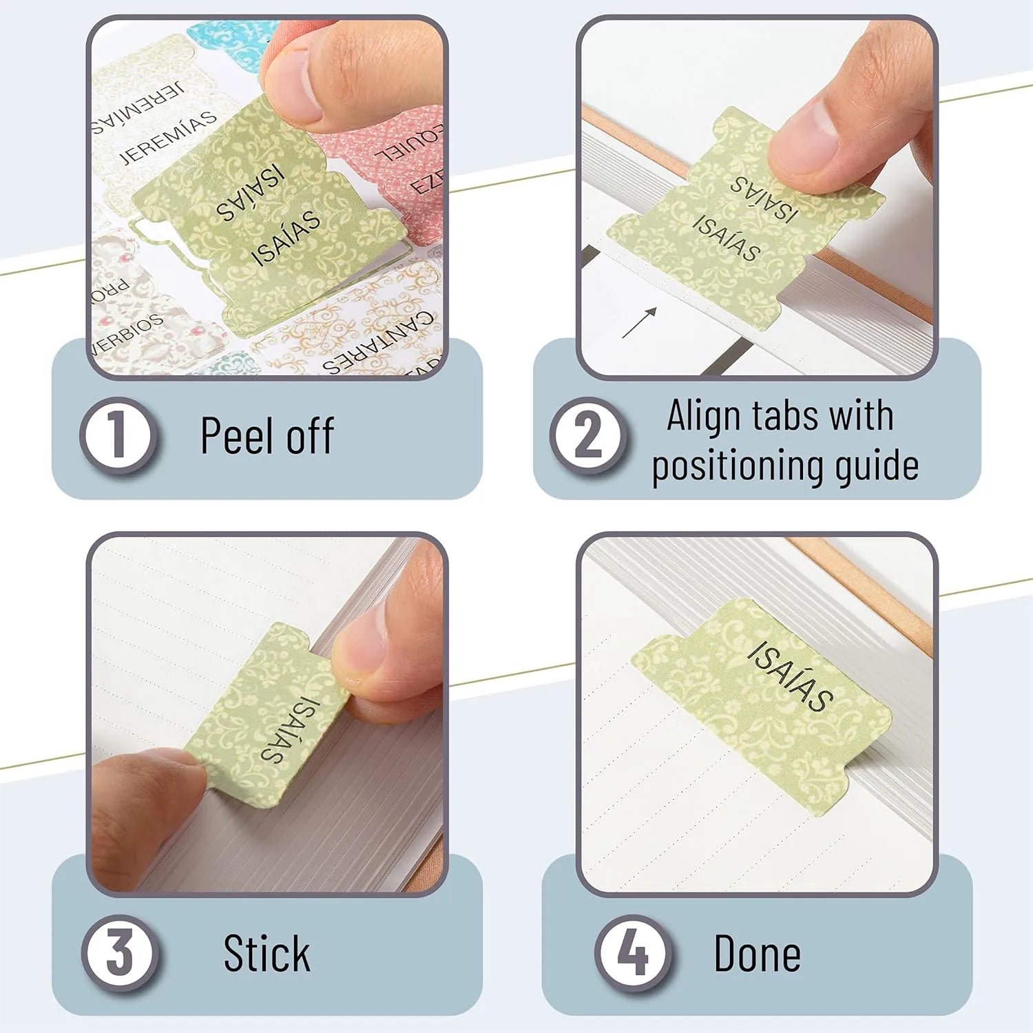 Mr. Pen Spanish Bible Tabs - 75 Laminated Index Tabs for Women and Men, Study Bible Tabs