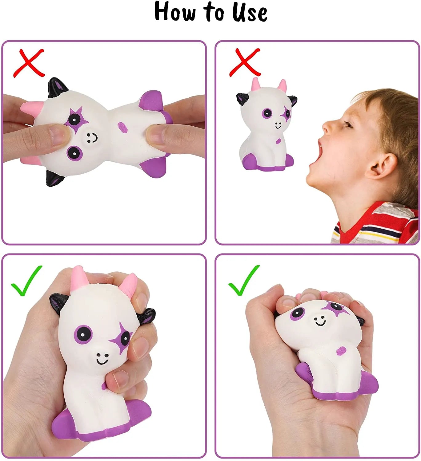 Jumbo Squishies Slow Rising, 4 Pack, Cute Squeeze Toys