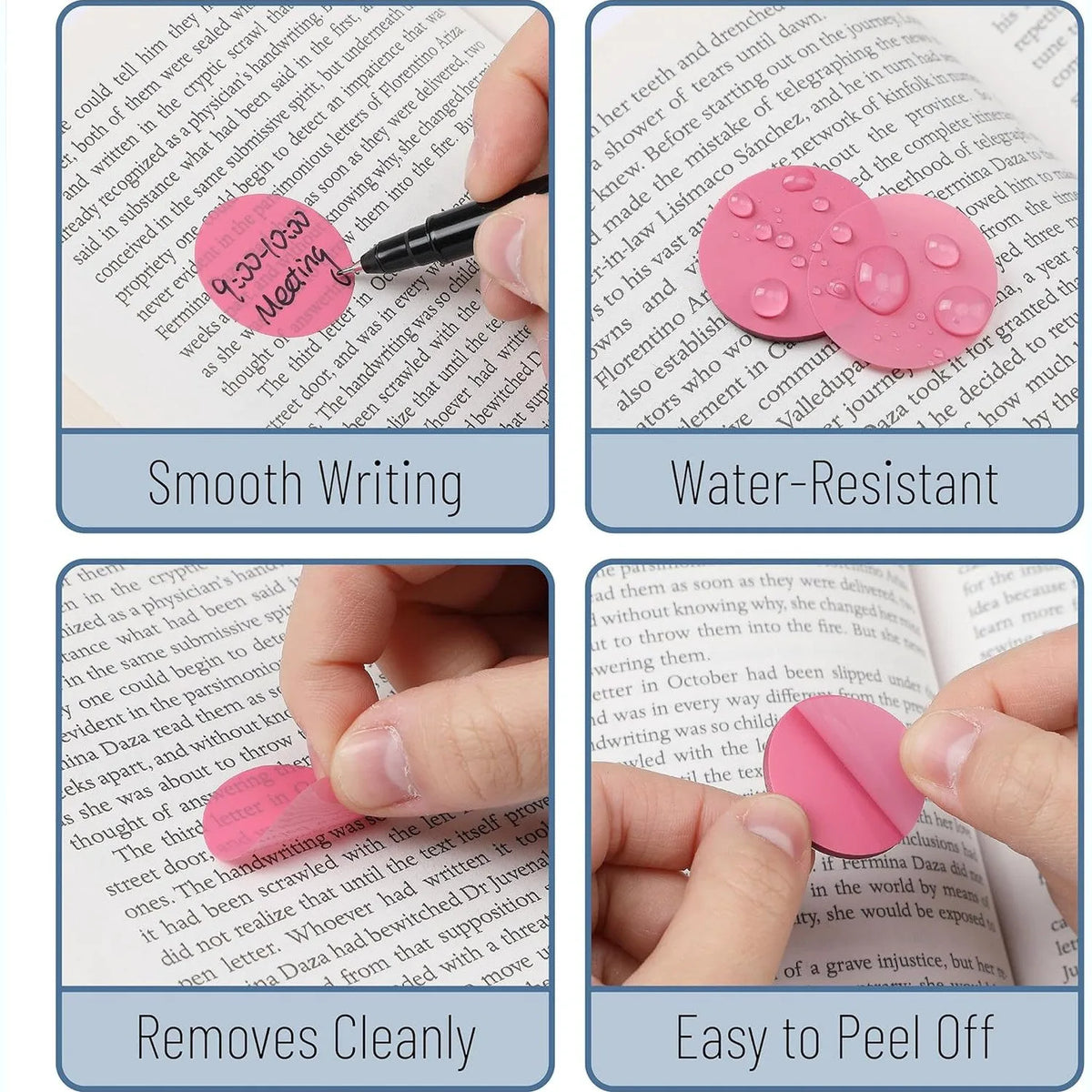 560 Pcs Transparent Round Sticky Notes, Assorted Colors, 28mm, with Quick-Dry Pen