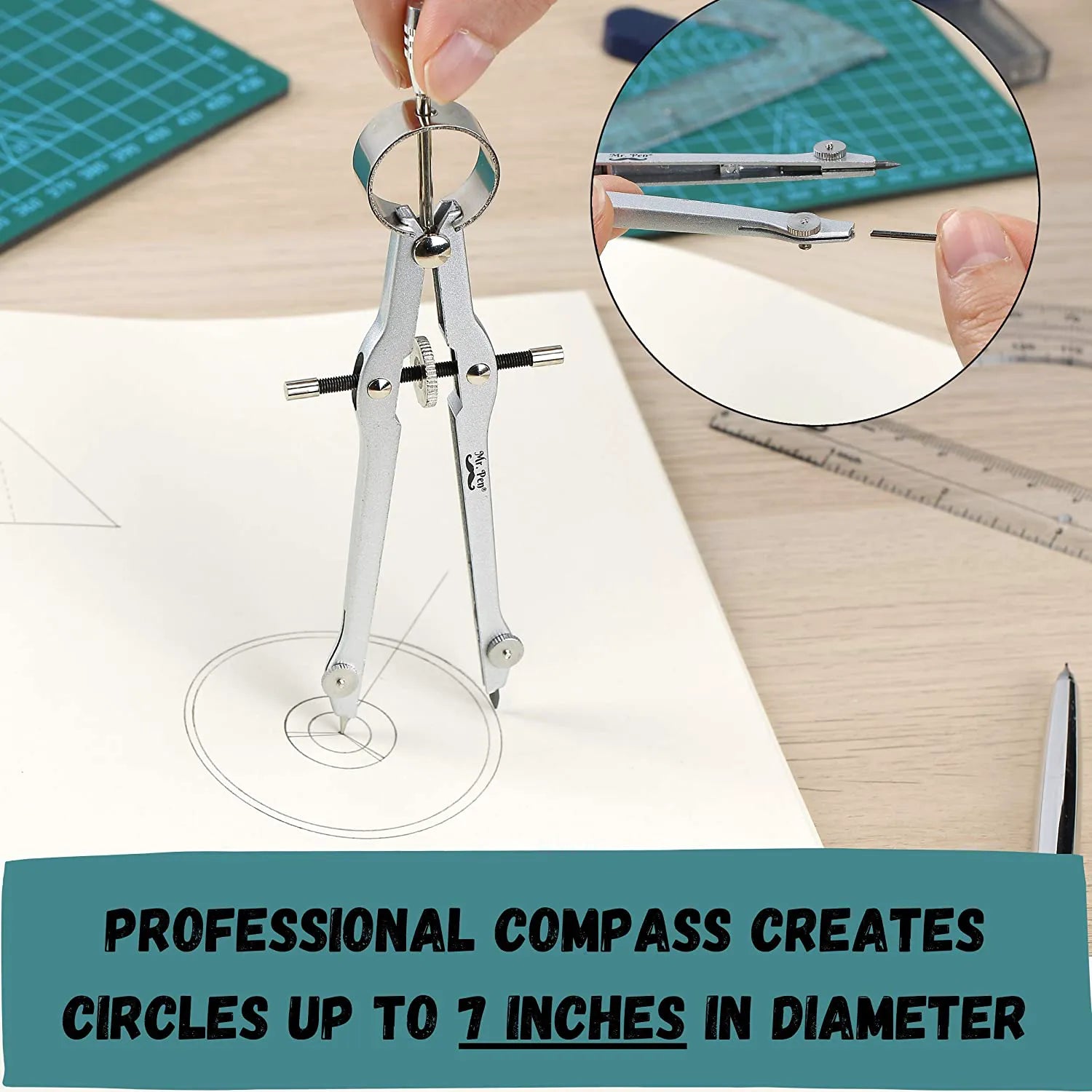 Metal Compass and Transparent Protractor Set