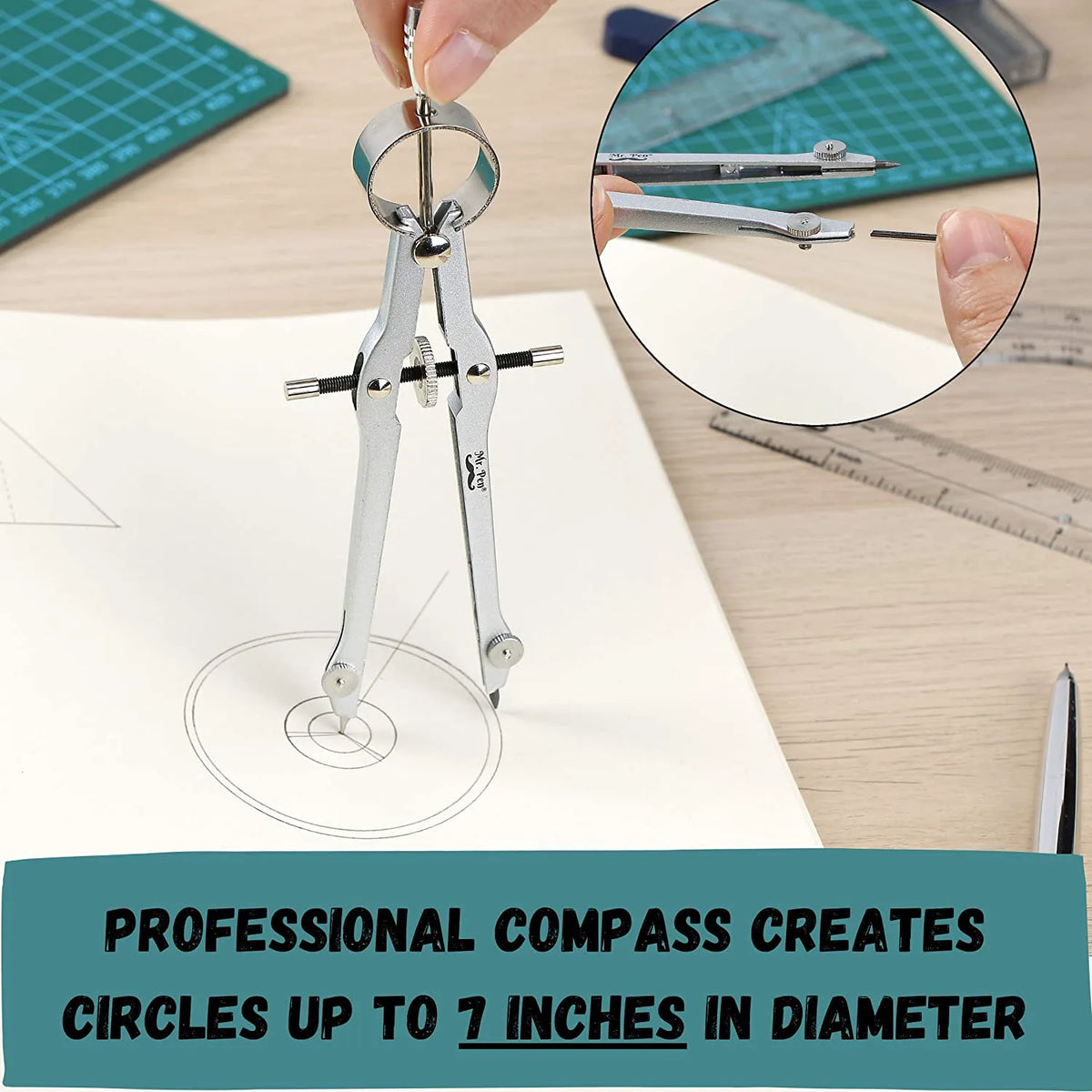 Metal Compass and Transparent Protractor Set