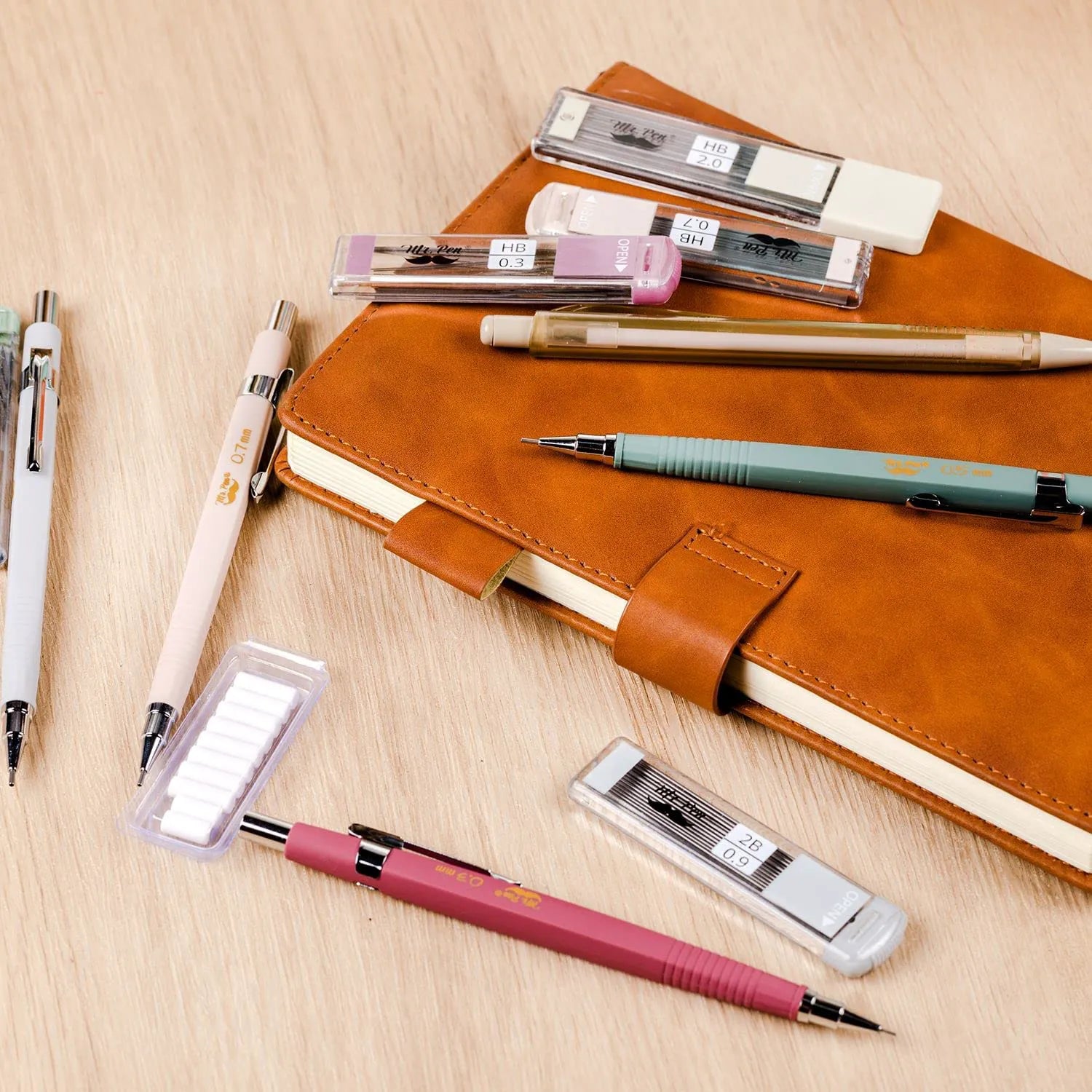 Vintage Mechanical Pencil Set - 5 Sizes with HB Leads