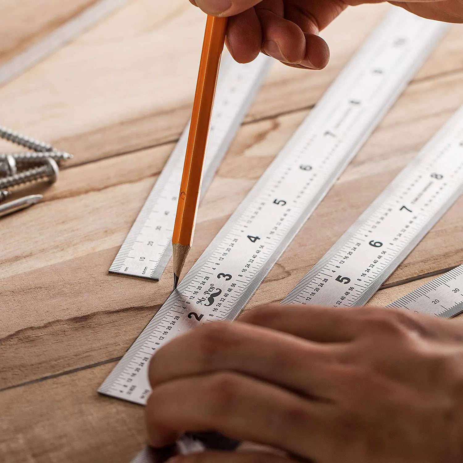 Stainless Steel Ruler Set (4-Pack) - 6, 8, 12, 14 Inches