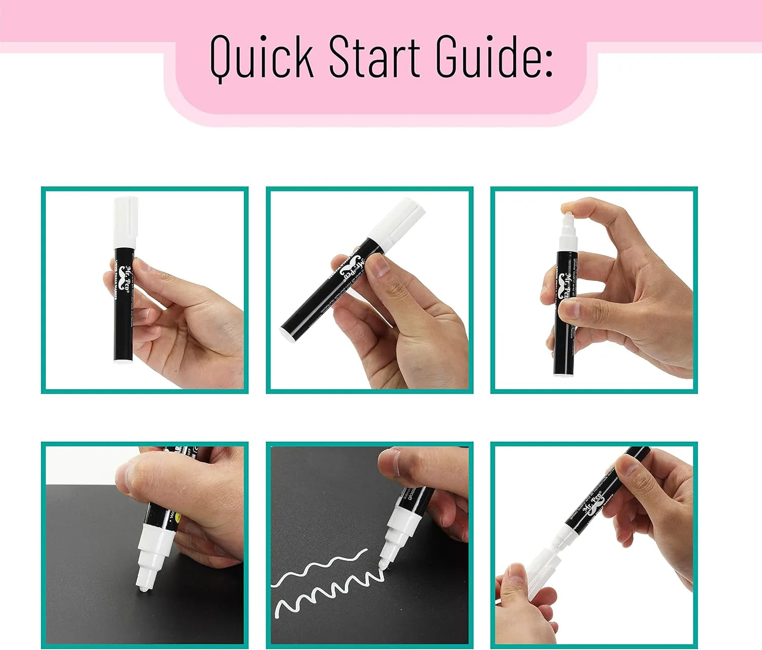 White Chalk Markers (8 Pack) with Reversible Tip - Erasable
