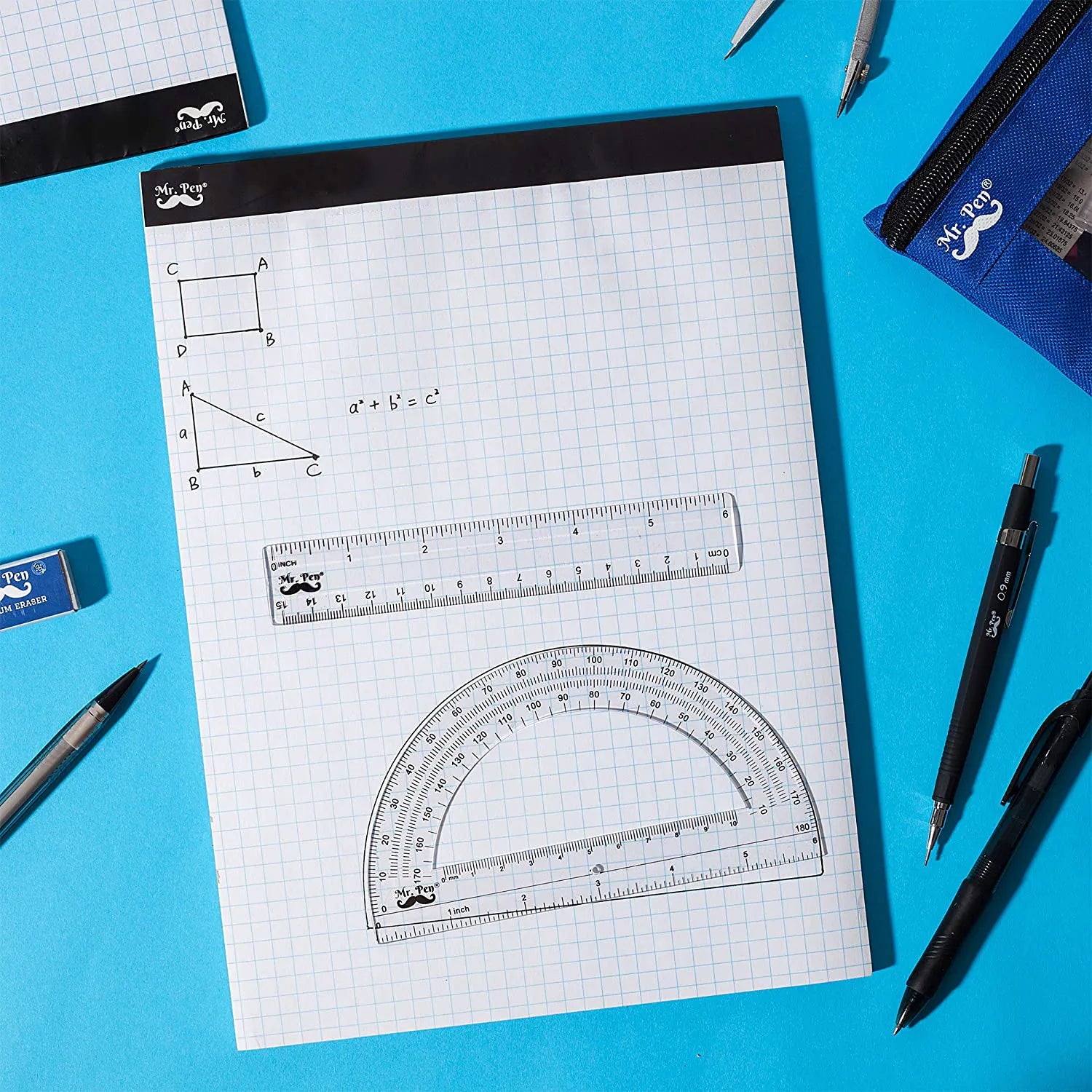 Graph Paper Pad 11" x 8.5", 4x4 Grid (4 Squares/Inch), 55 Sheets, Quad Ruled