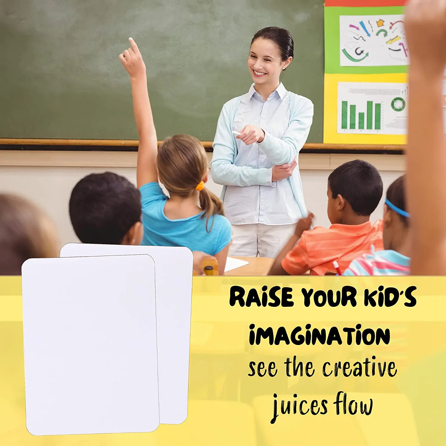 Kids Small Double-Sided Dry Erase Board with 3 Markers