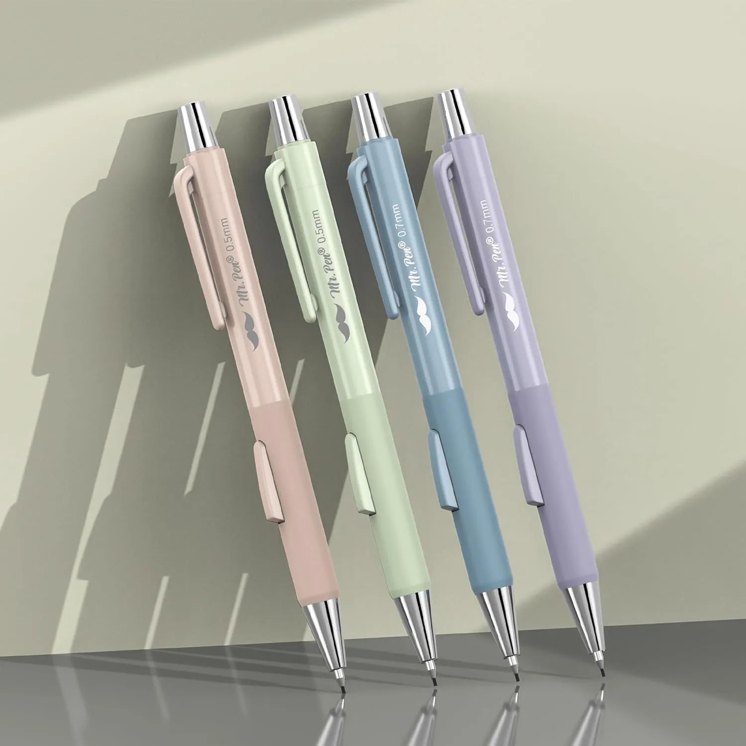 Pastel Mechanical Pencil Set - 4 Pack with 0.5 & 0.7mm Leads