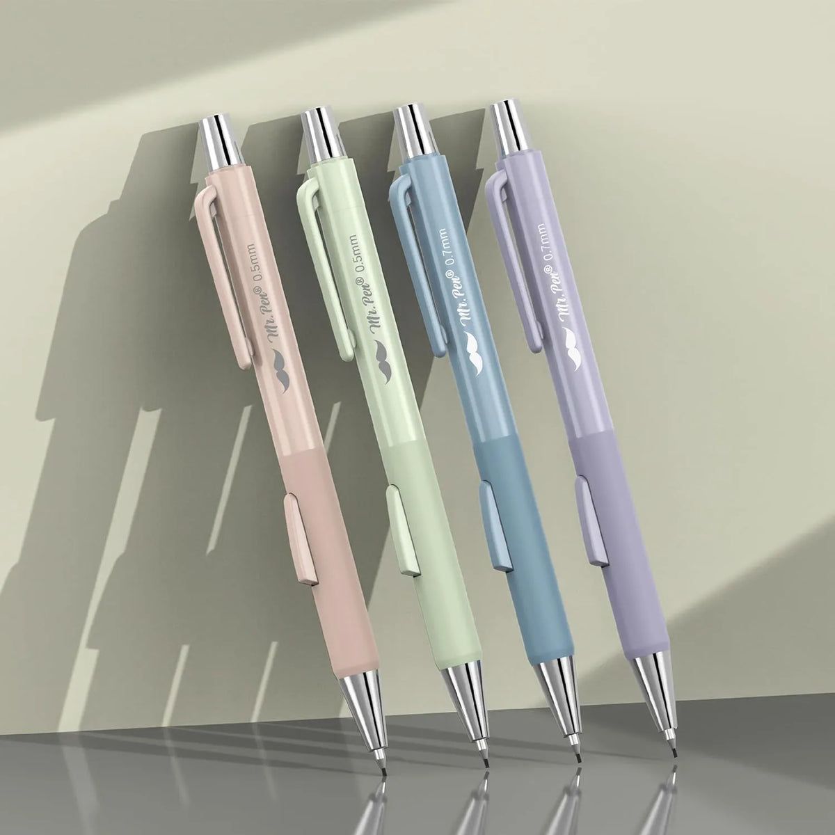Pastel Mechanical Pencil Set - 4 Pack with 0.5 & 0.7mm Leads
