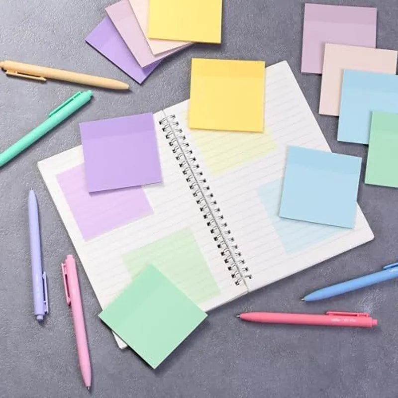 Mr. Pen Transparent Sticky Notes 3x3 Inches, Morandi Colors, 12 Pads (600 Sheets), See-Through Bulk Notes