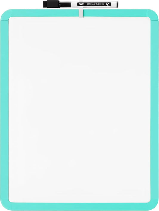 Kids White Board with Turquoise Frame, 14 x 11 Inches, Includes Marker