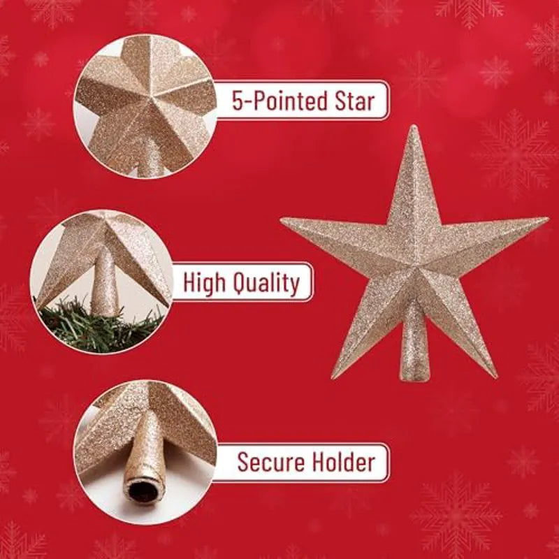 Mr. Pen Glitter Star Tree Topper, 8-Inch Champagne Star for Christmas Tree