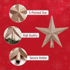 Mr. Pen Glitter Star Tree Topper, 8-Inch Champagne Star for Christmas Tree