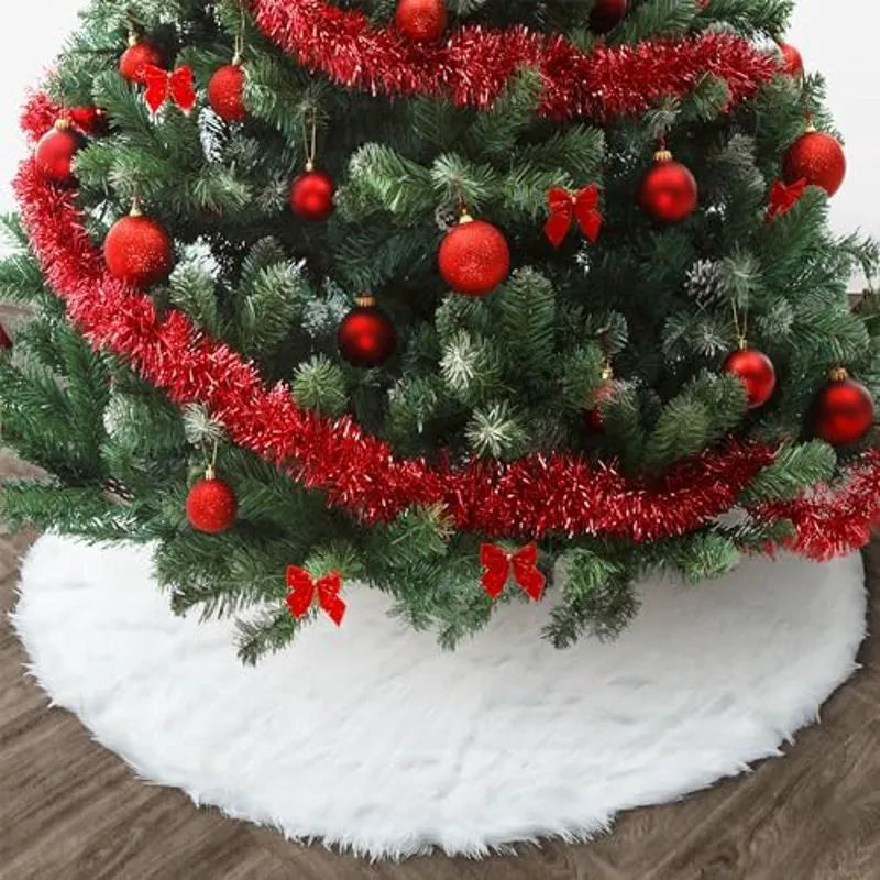 Mr. Pen Christmas Tree Skirt, 36 Inch, White Faux Fur