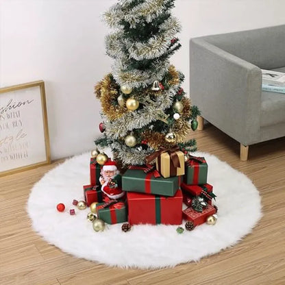 Mr. Pen Christmas Tree Skirt, 36 Inch, White Faux Fur