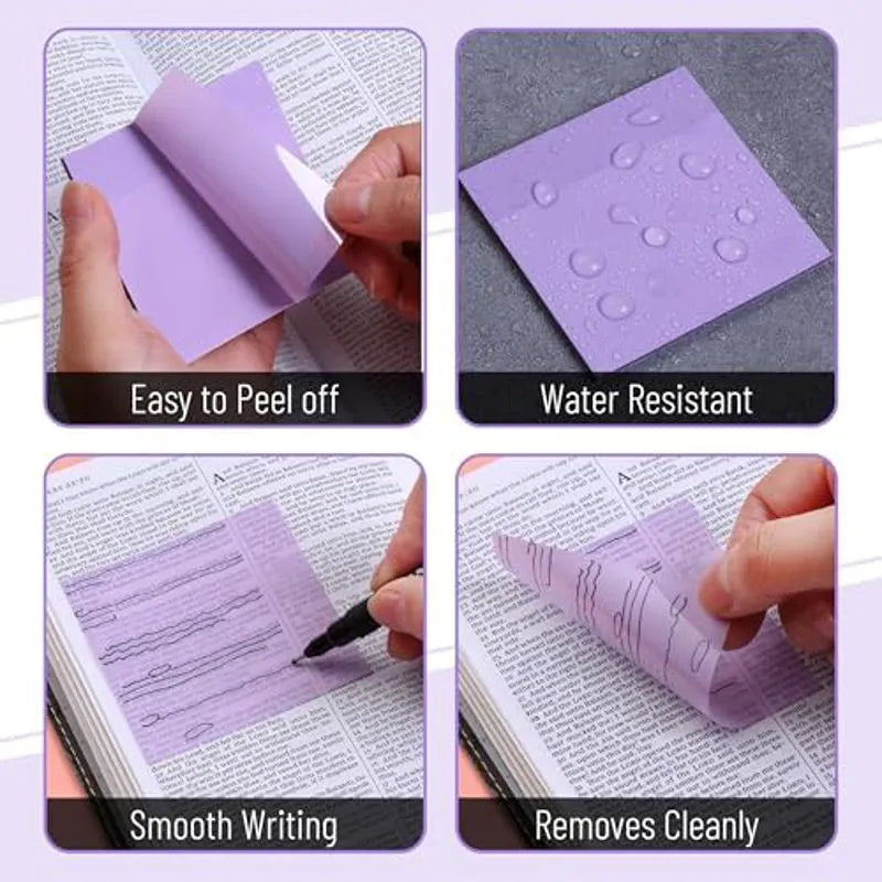 Mr. Pen Transparent Sticky Notes 3x3 Inches, Morandi Colors, 12 Pads (600 Sheets), See-Through Bulk Notes