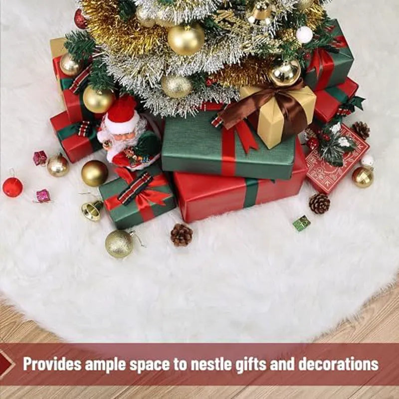 Mr. Pen Christmas Tree Skirt, 36 Inch, White Faux Fur