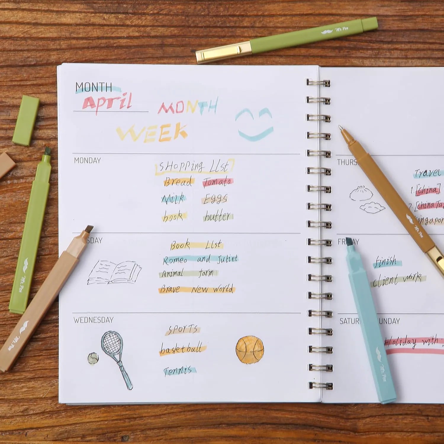 Aesthetic No-Bleed Highlighters & Pens, 12-Pack Pastel Set for Bible Study