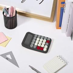 Mechanical Switch Calculator with 12-Digit Large LCD Display and Round Grey Keys