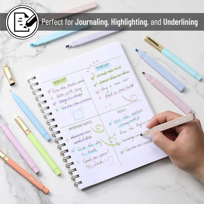 16 Pack No-Bleed Bible Highlighters & Pens, Pastel Colors, Black Ink, Aesthetic Design