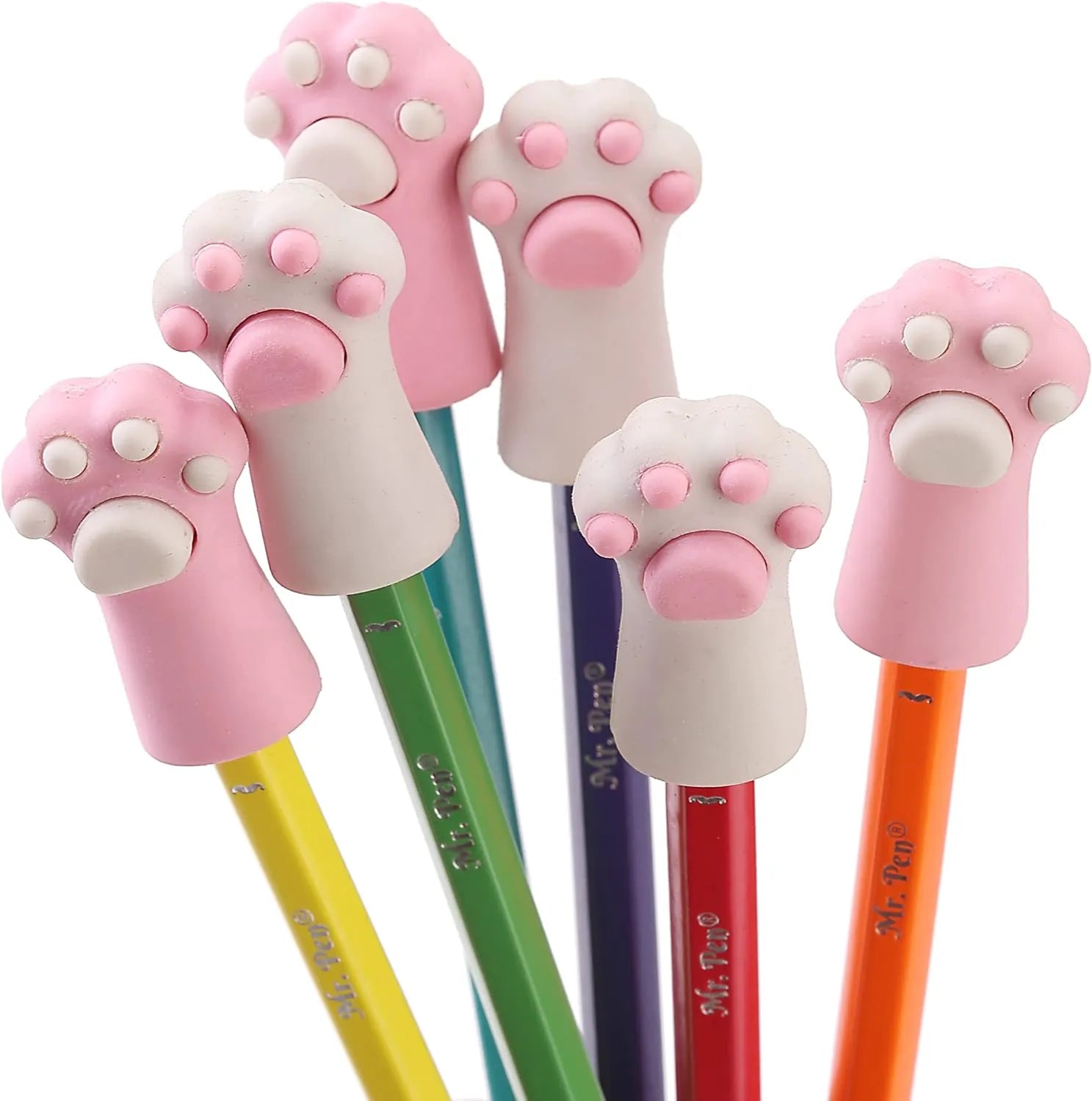Cute Cat Paw Pencil Toppers Eraser Caps (12 Pack)