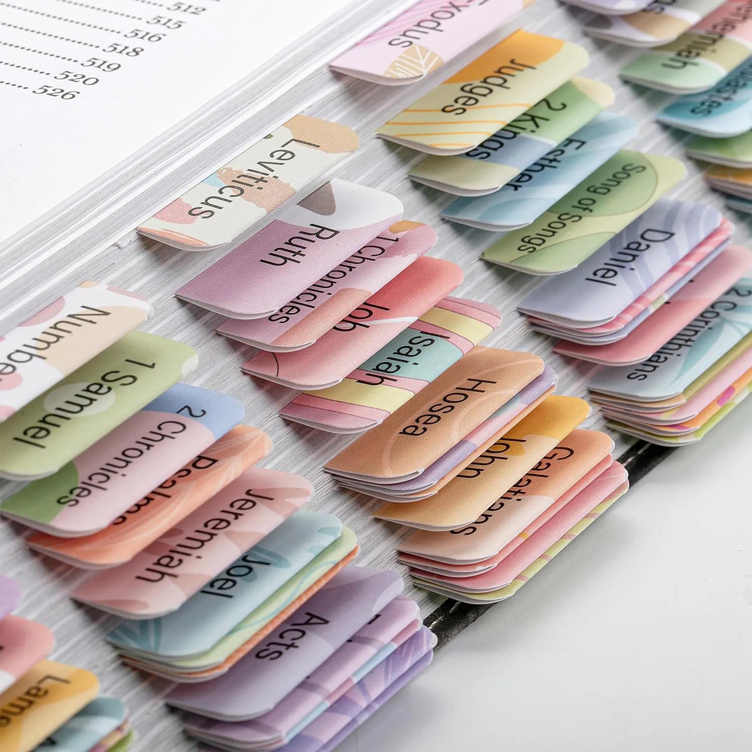 Bible Tabs (120 Count) - Laminated, Easy Apply, Old & New Testament with 30 Customizable Blank Tabs