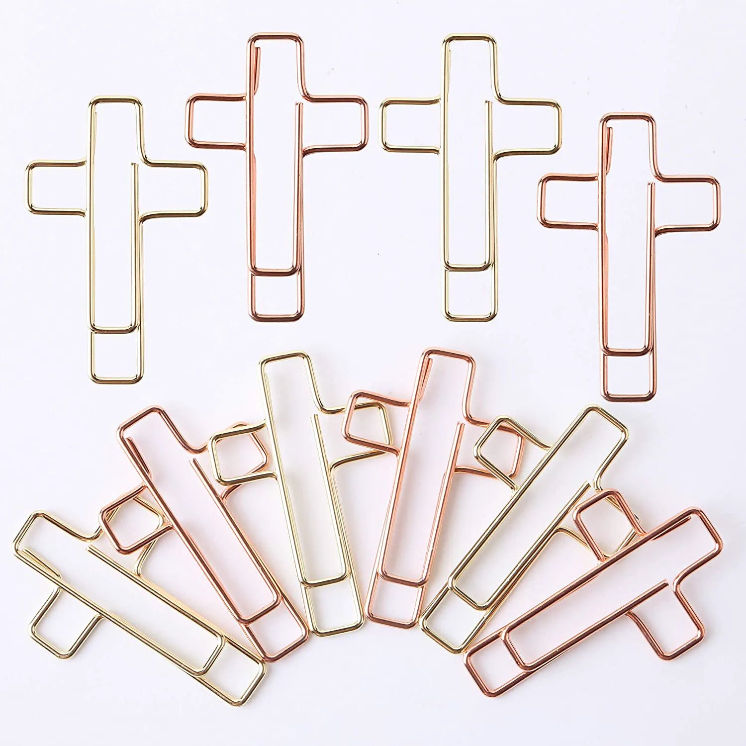 Gold & Rose Gold Cross Paper Clips (35 Pack) for Bible Journaling & Study
