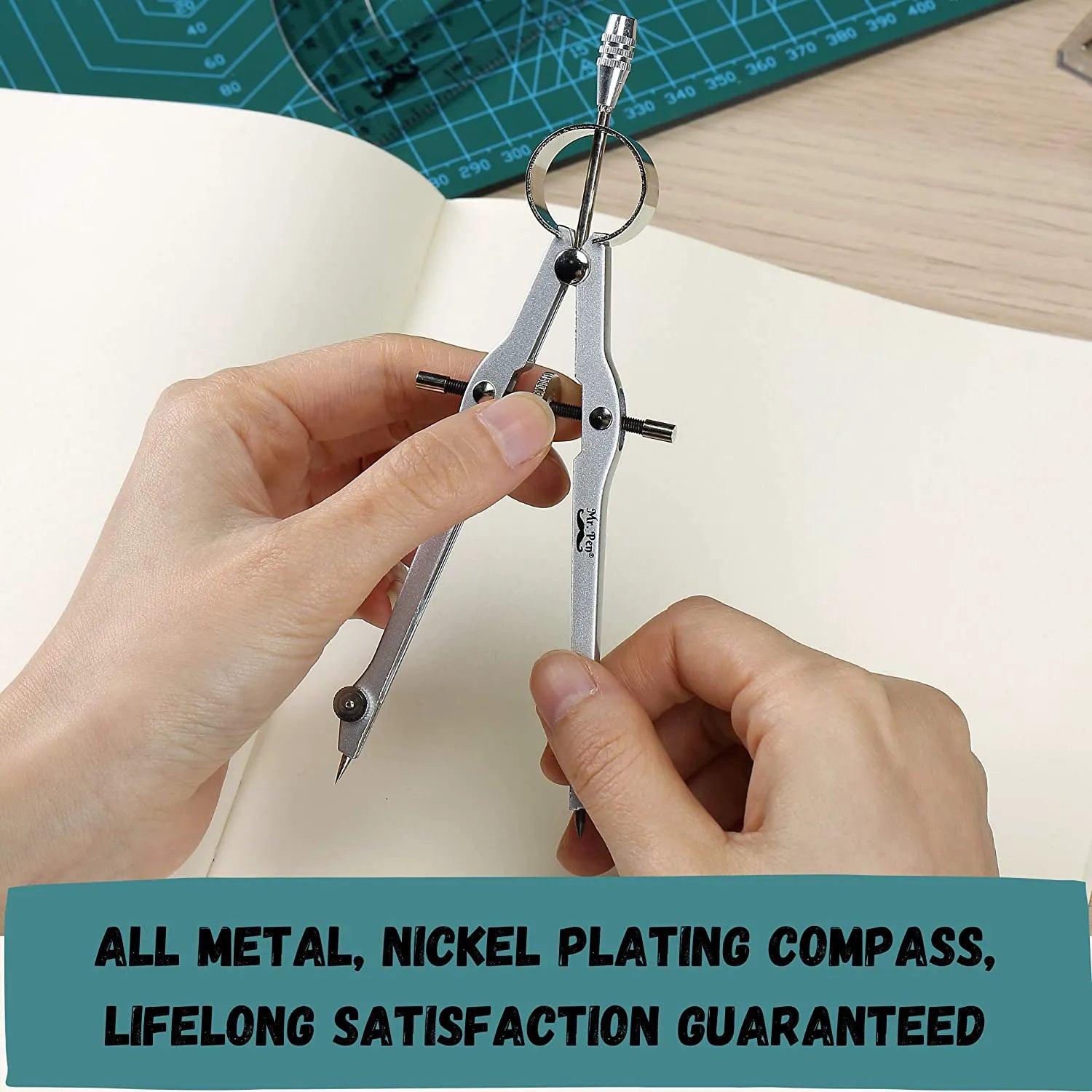 Metal Compass and Transparent Protractor Set
