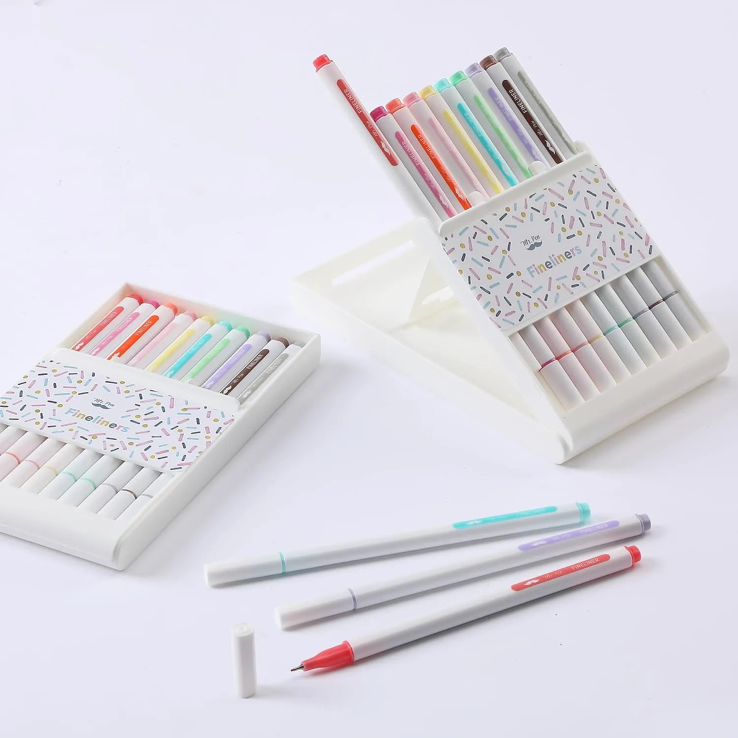 Colorful Fineliners with Stand, 10 Pack, Fine Tip Pens