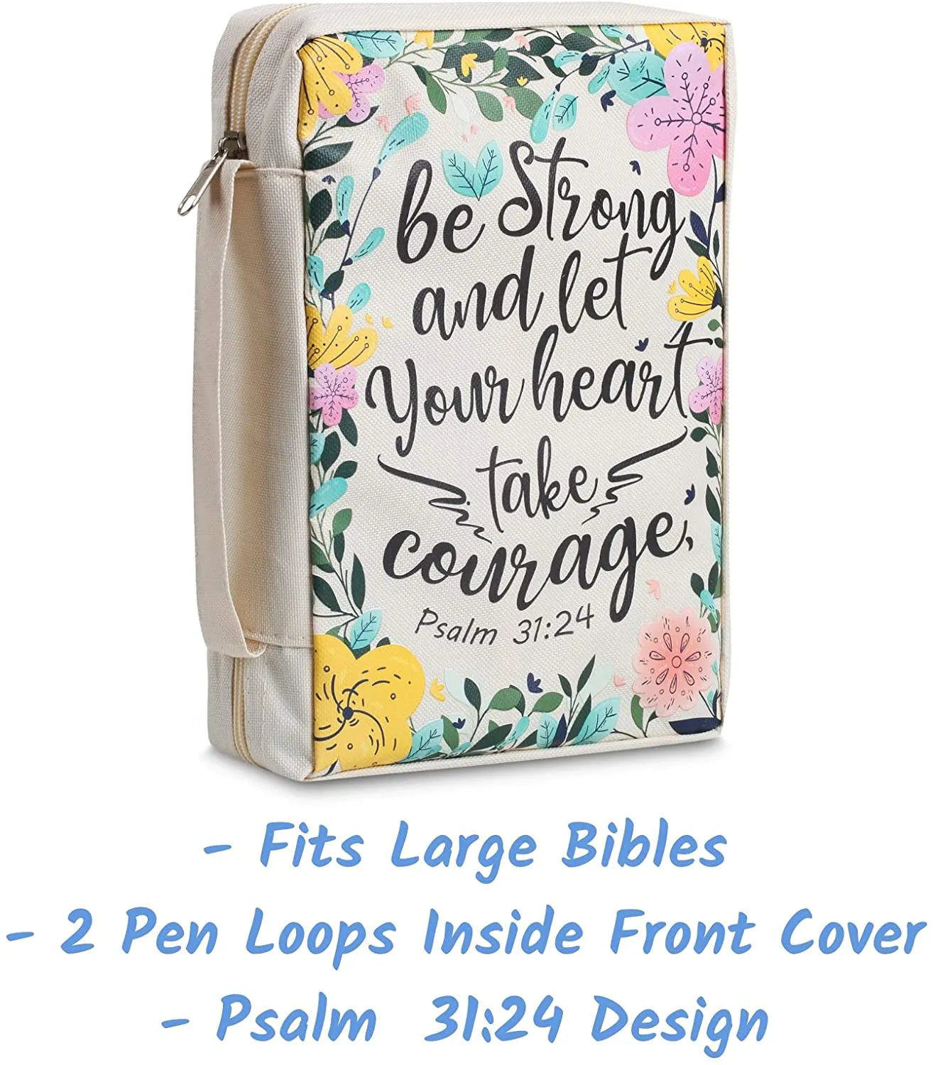 Bible Cover & Case for Women – Durable Canvas Bible Bag with Handle, Fits Standard Study Bibles