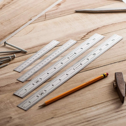 Stainless Steel Ruler Set (4-Pack) - 6, 8, 12, 14 Inches