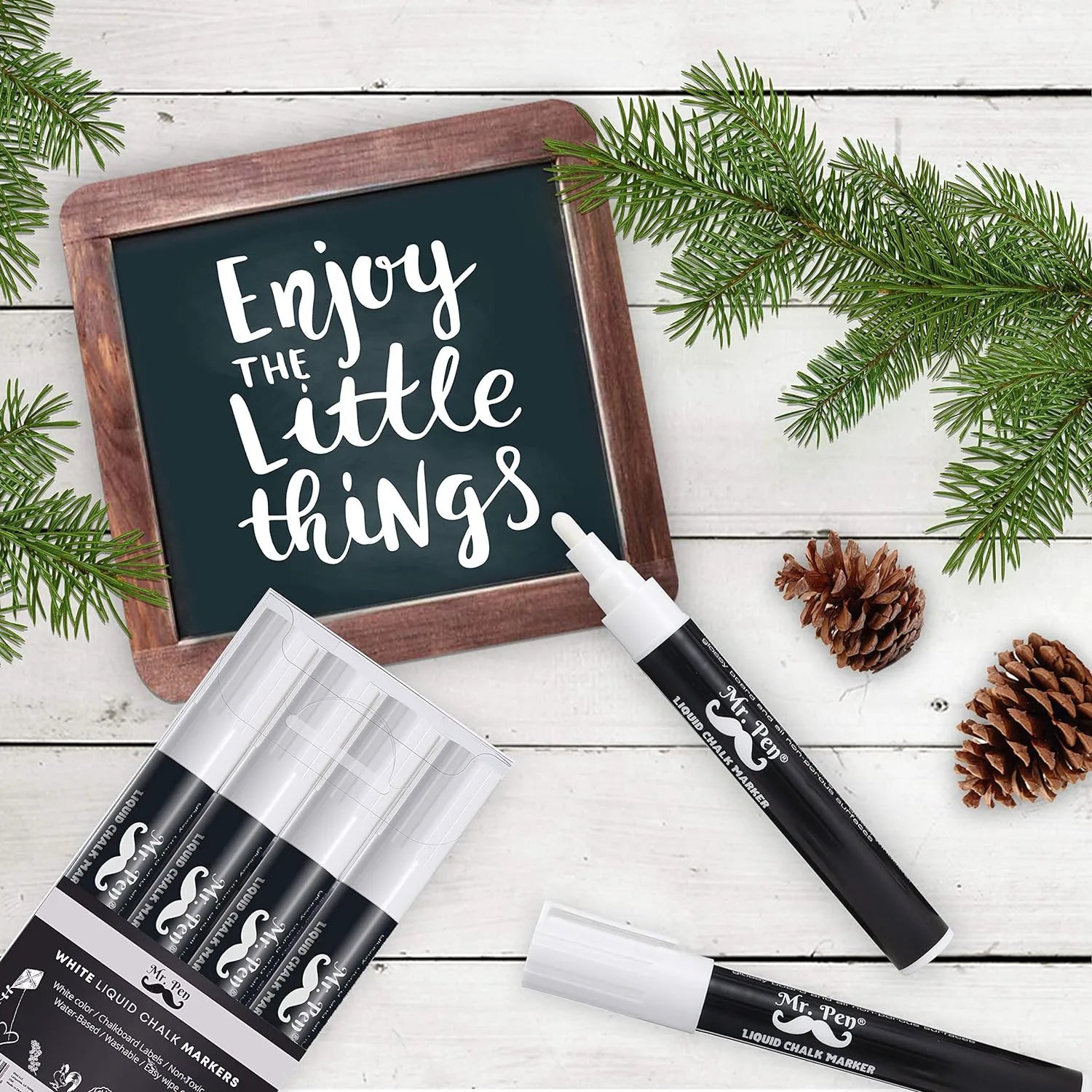 White Chalk Markers (8 Pack) with Reversible Tip - Erasable