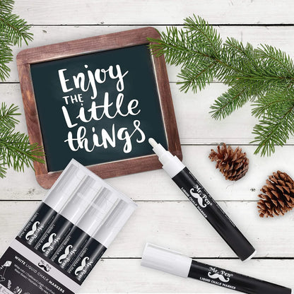 White Chalk Markers (8 Pack) with Reversible Tip - Erasable
