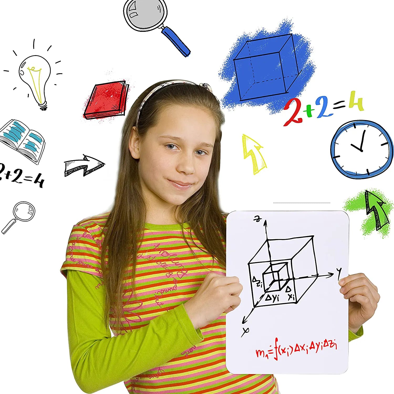Kids Small Double-Sided Dry Erase Board with 3 Markers