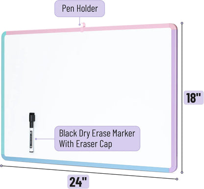 Colorful Framed Dry Erase Board for Wall, 18" x 24", Includes Marker